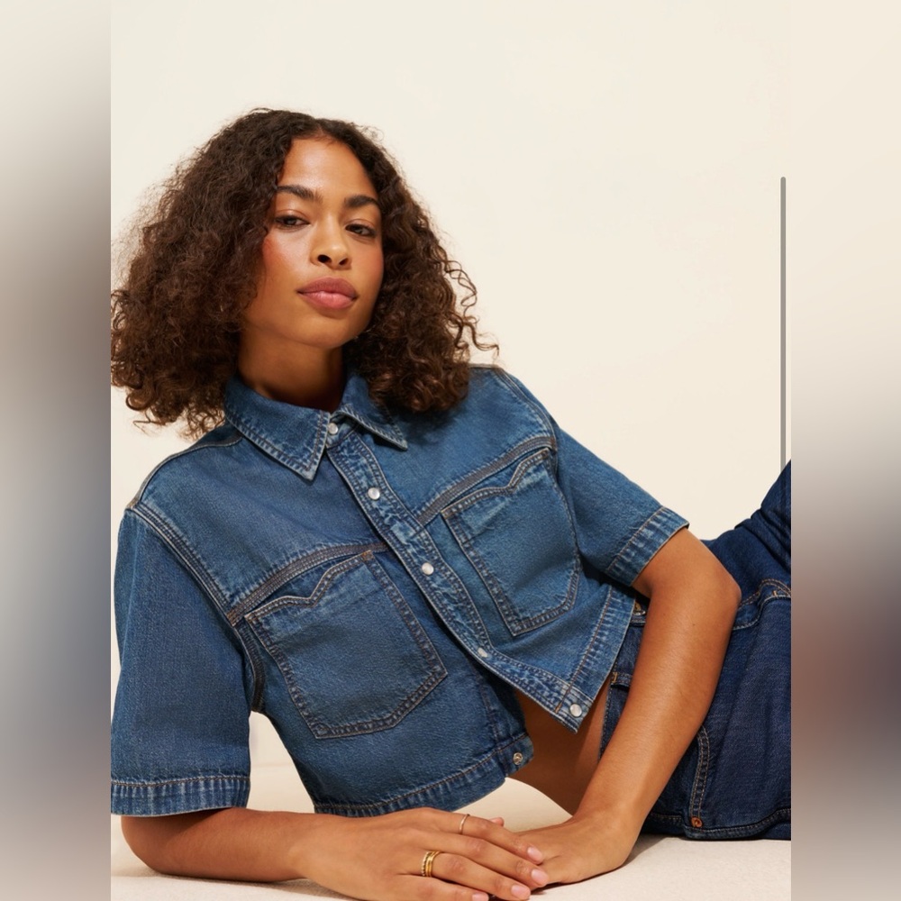Re/Done Oversized crop button down - size L - Picture 2 of 6